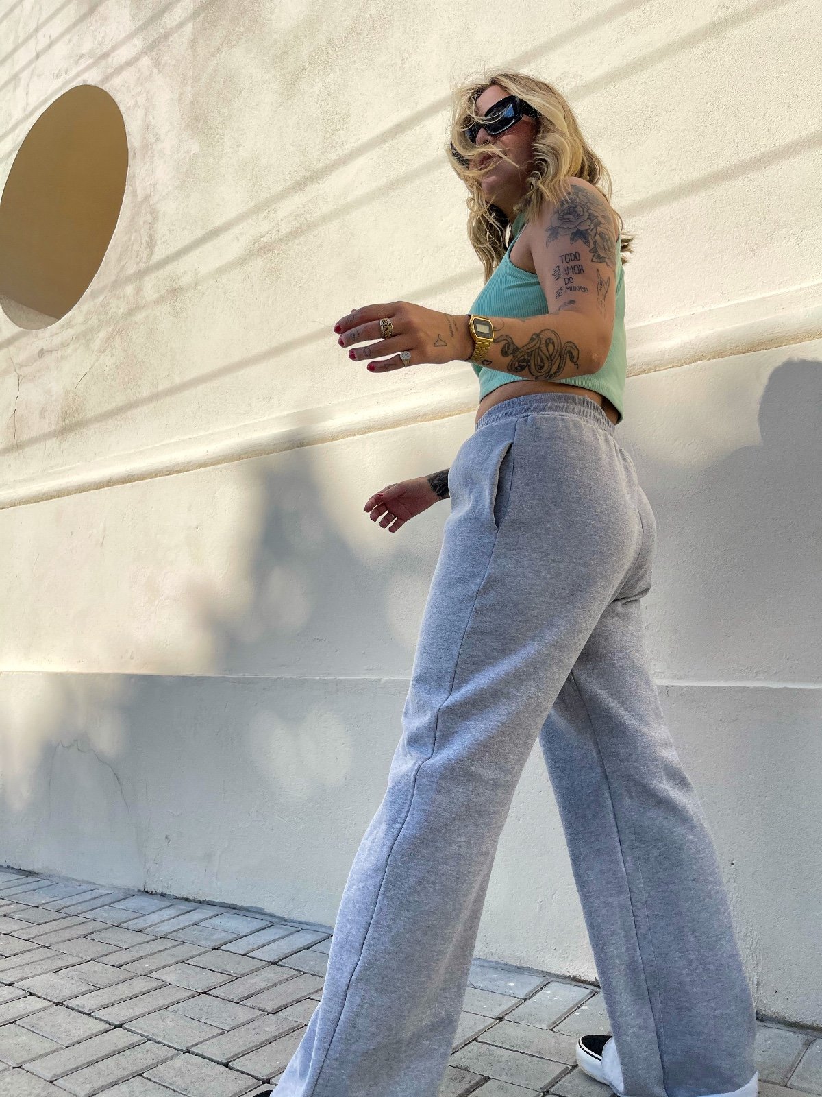 WIDE LEG SWEATPANTS - OXFORD